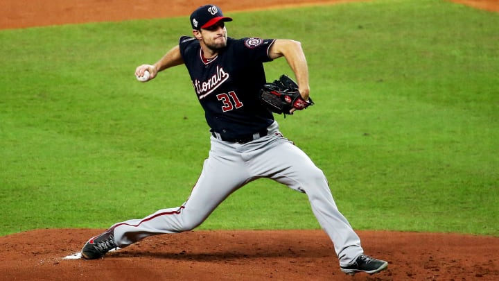 Max Scherzer Grinds Through Five Innings to Win Nationals' First World Series Game Max Scherzer Grinds Through Five Innings to Win Nationals' First World Series Game