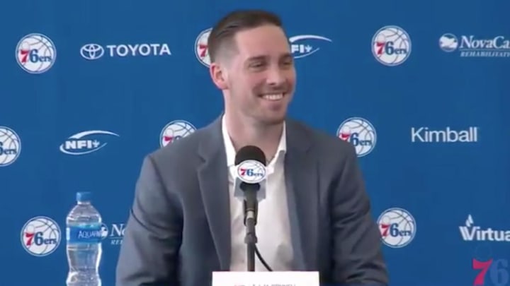 T.J. McConnell Wore the Suit He Got Married in To His Sixers Exit Interview