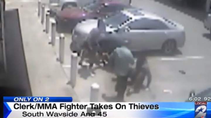 MMA fighter/gas station clerk stops robbery in progress MMA fighter/gas station clerk stops robbery in progress