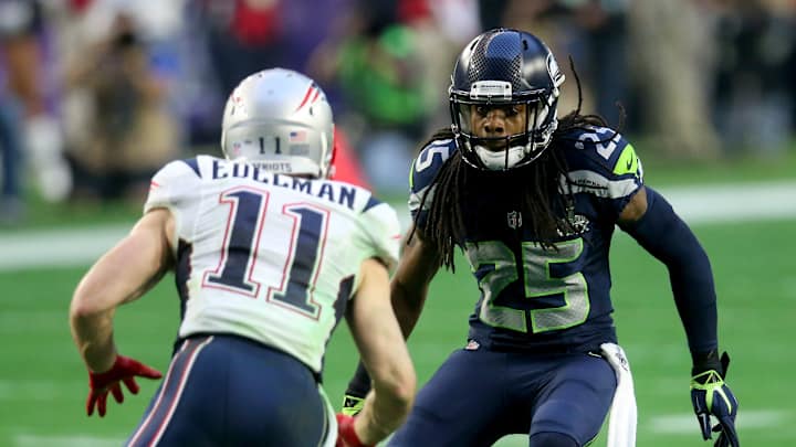 Richard Sherman reacts to Seahawks' loss to Patriots in Super Bowl XLIX