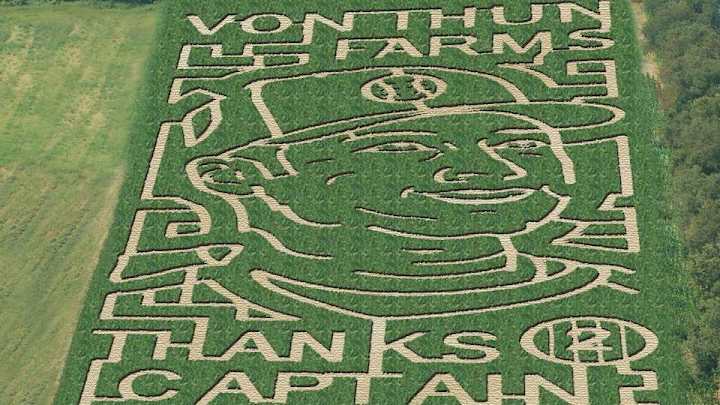 This corn maze is in the shape of Derek Jeter's face