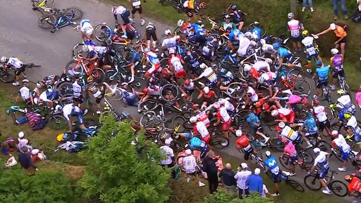 Spectator's Sign Causes Massive Crash on Tour de France's First Day