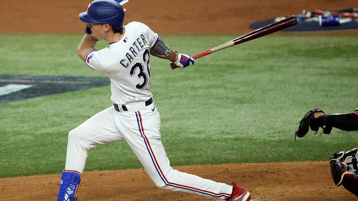 Watch: Rookie Evan Carter Drives in First Texas Rangers Run of World Series