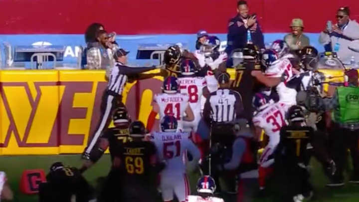Near-Brawl in Giants-Commanders After Sam Howell’s TD Run Leads to Multiple Ejections
