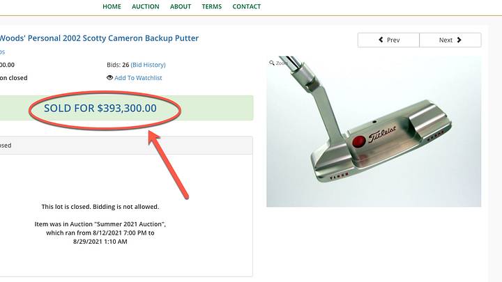 Tiger Woods' Backup Putter Sells for a Whopping $393,300