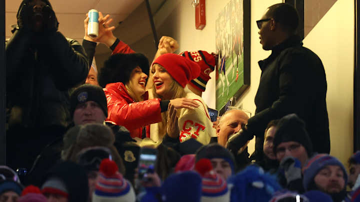 Watch: Tavis Kelce, Taylor Swift Embrace on Field Following 2024 AFC Championship Game